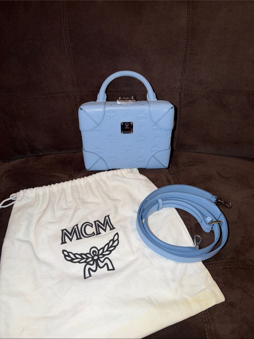 MCM Baby Blue Top-Handle Vanity Crossbody